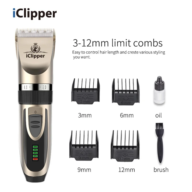 iClipper-X2  Rechargeable Low Noise Pet Hair Clippers Kit Dog Cat Professional Pet Grooming Trimmer