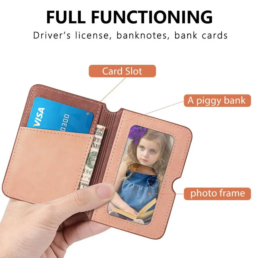 Leather Slim Cell Mobile Phone Holder Wallet RFID Blocking Credit ID Card Holder Case Multifunctional Card Bag