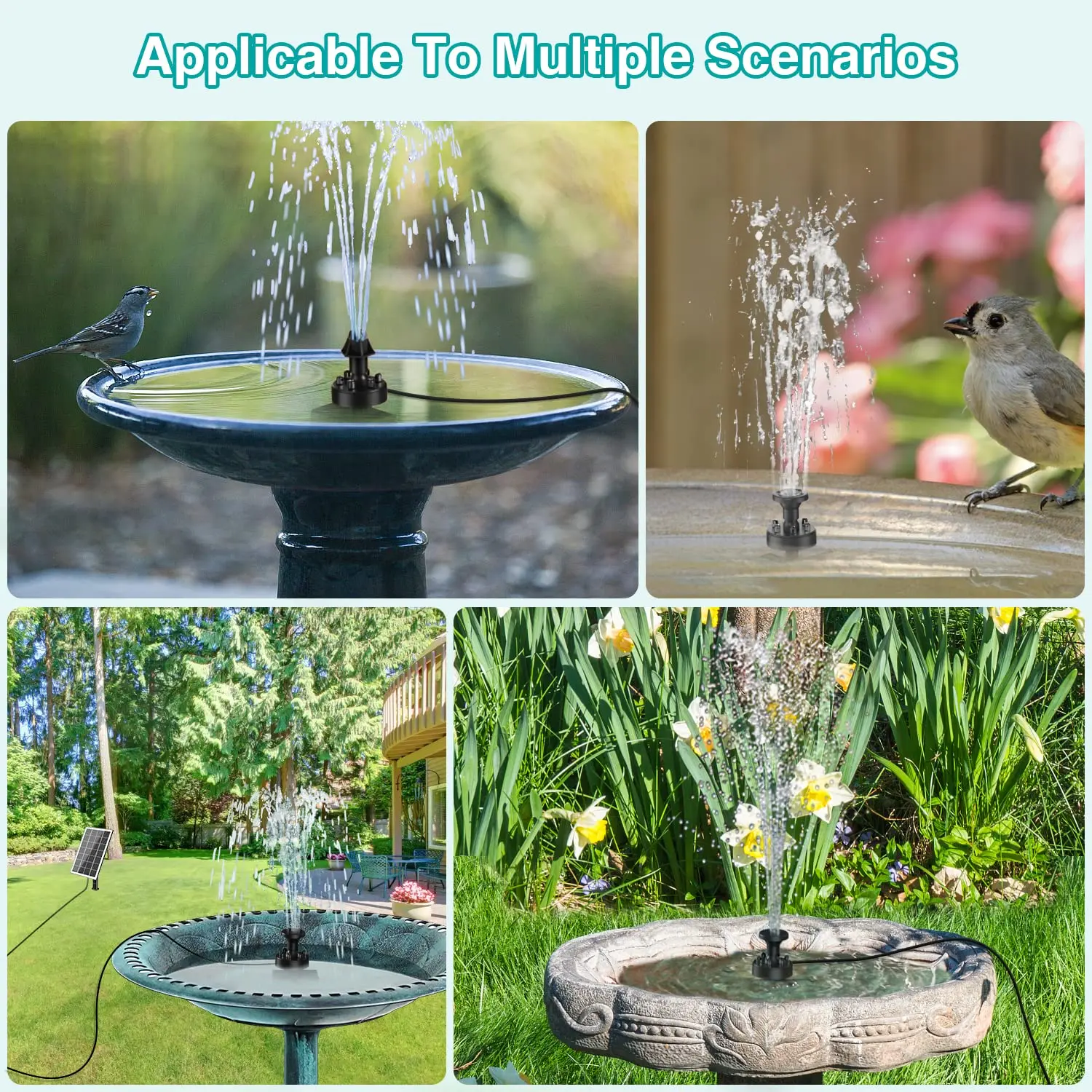 Home Decor Water Ornaments Solar Powered Colorful Fountain 7v 3.5w Floating Solar Water Fountain