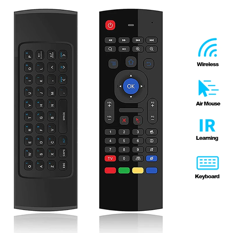 Mini Wireless 2.4G MX3 Android Universal Air Mouse Qwerty Keyboards IR Learning 6 Axis Gyro Remote Control for Smart TV