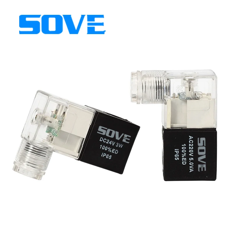 Solenoid valve coil AC220V valve head guide head 4v210-08 outlet 4v110V with light DC24V