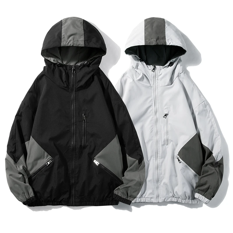 Сезон осень; Новый дизайн; Мужские куртки больших размеров оптовая продажа, повседневное пальто с капюшоном и застежкой-молнией для мужчин куртка в стиле пэчворк