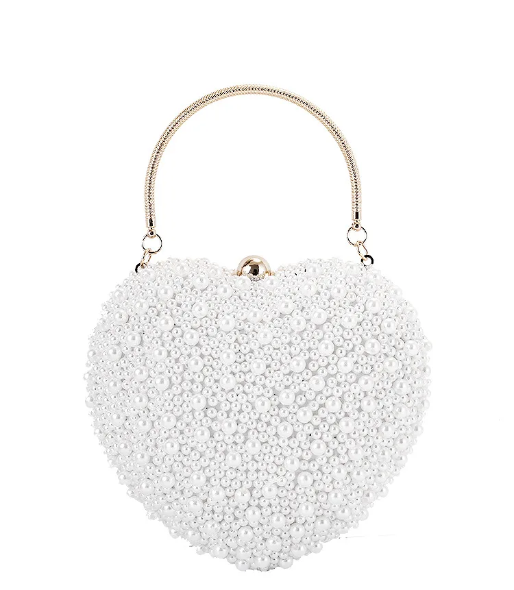 
Womens wedding heart luxury special crystals beaded pearl clutch evening bags 