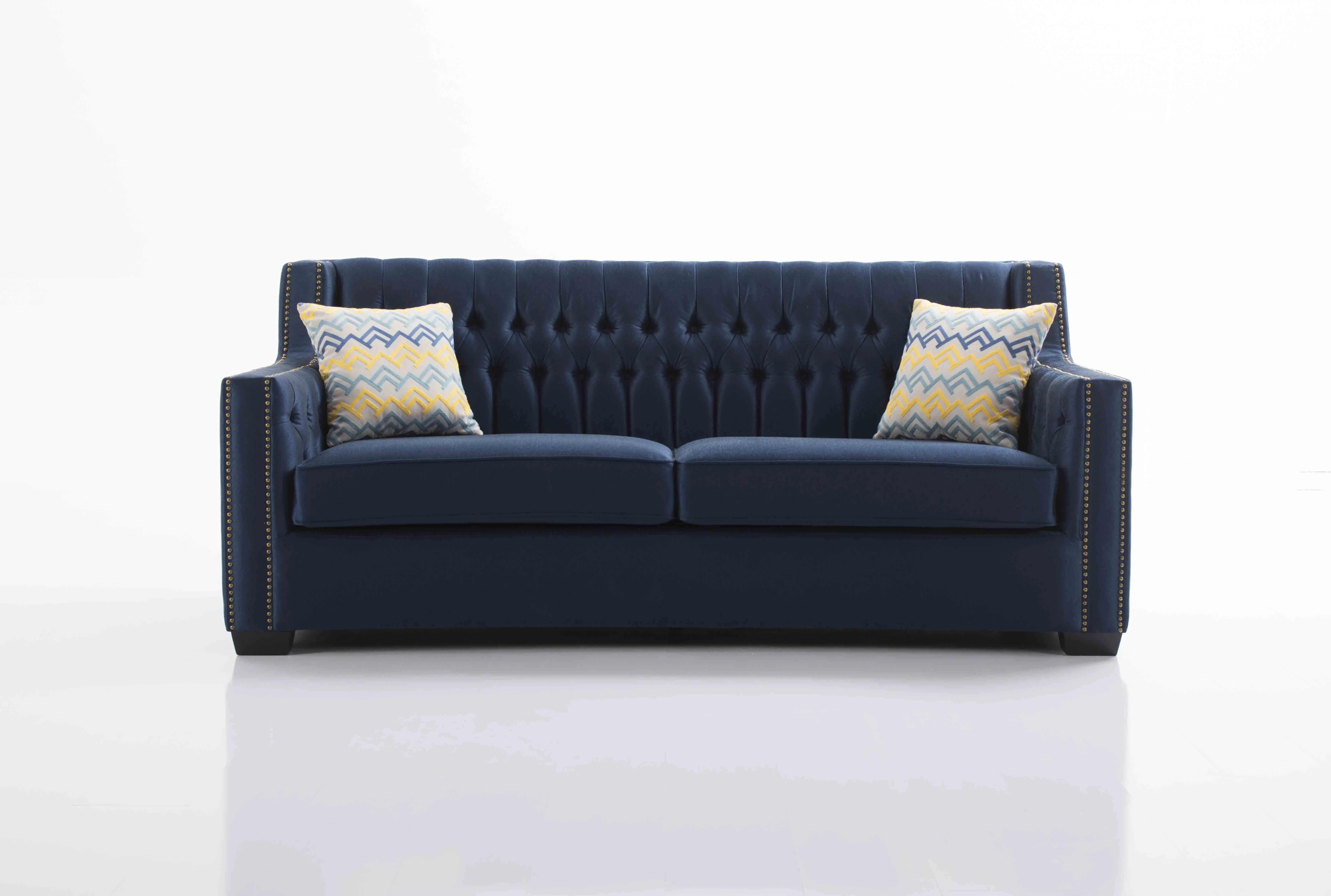 Good SupplierNavy Blue Quality Modern Blue Chesterfield Sitting Room Arm Tuffed Couch Sofa for Livingroom