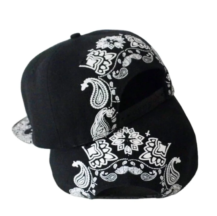Customization High Quality Hip Hop Hat Brim Flat Cashew Flower Embroidered Baseball Cap Printed Men Hats Snapback Cap For Men
