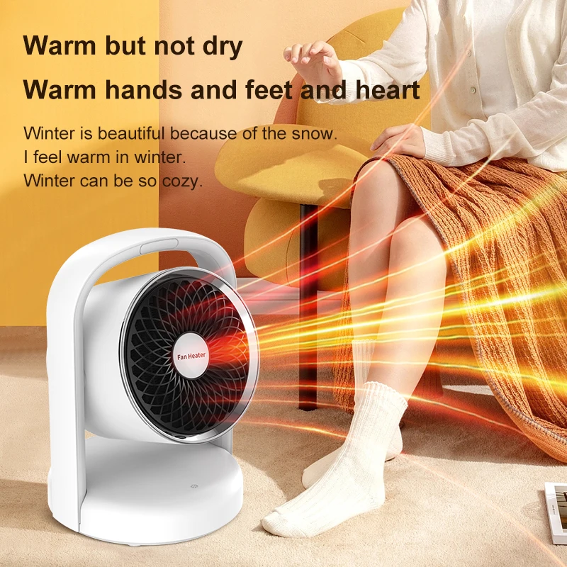 QIATAILI 1500W PTC Fan Heater Portable ABS Mini Plug in Home Electric Space Heater Fan with Gravity Protection
