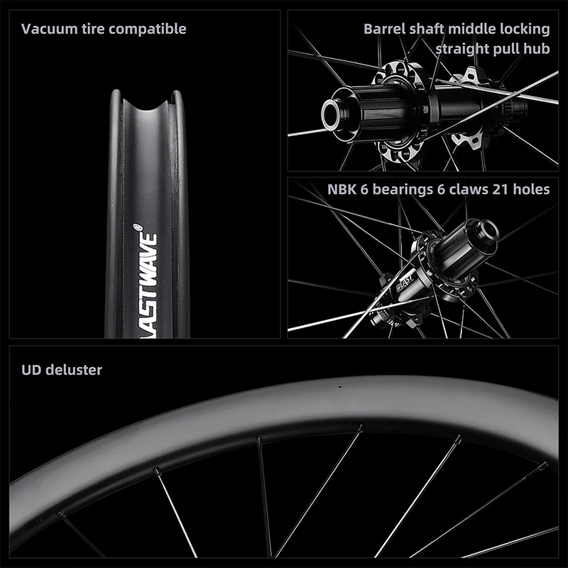 BLAST WAVE T700 Carbon Fiber Wheel Set Velocity Series Lightweight Cycling Wheel Set 38/50mm Circle Brake Plate Bike Wheel Set