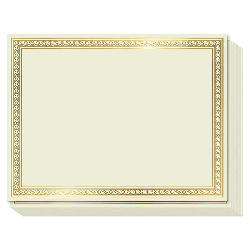Sports Certificate Gold Border Award Certificates for Graduation Diploma Plain Certificate Paper for Awards