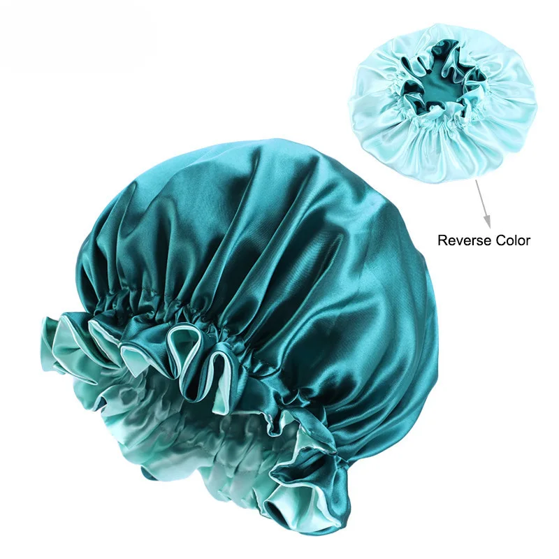 Fashion Custom Double Layer Hair extra large reversible satin bonnet with edge scarf Designers Bonnet Satin