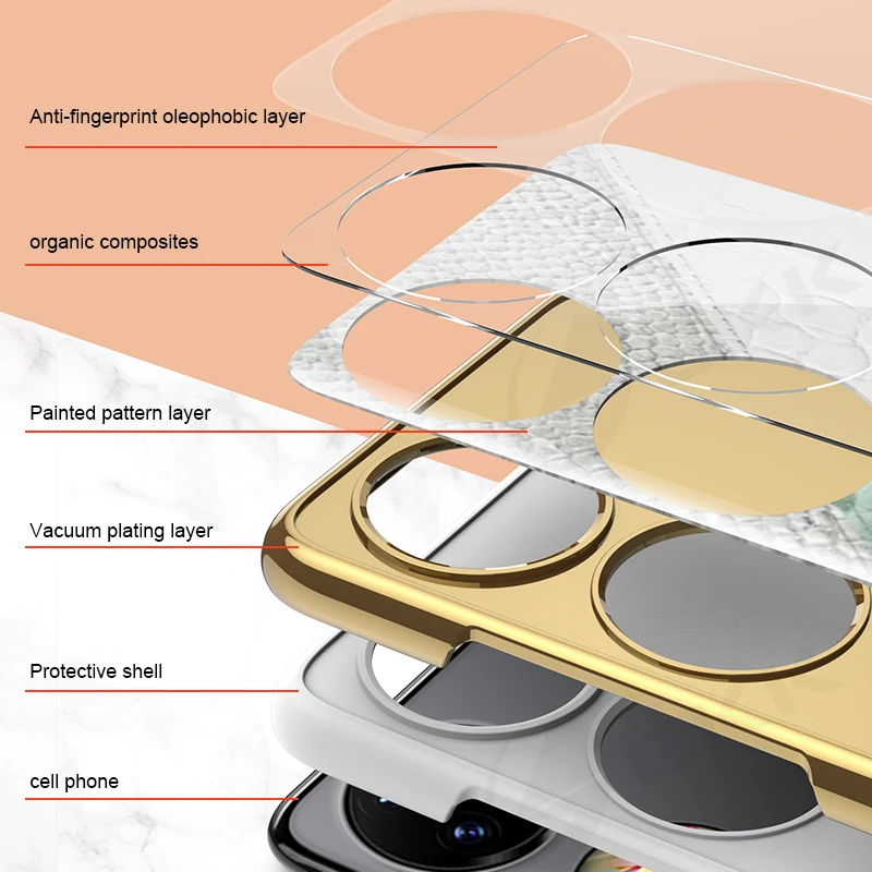 Luxury Leather Plating Hard PC 9H Camera Tempered Glass Protective Cell Phone Case For Huawei P50 Pocket ZFlip 3