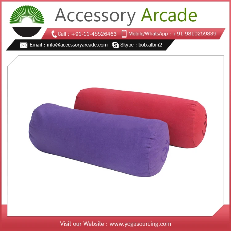 Embroidered Yoga Bolster pillow for yoga with multiple colors available in large quantity at wholesale prices