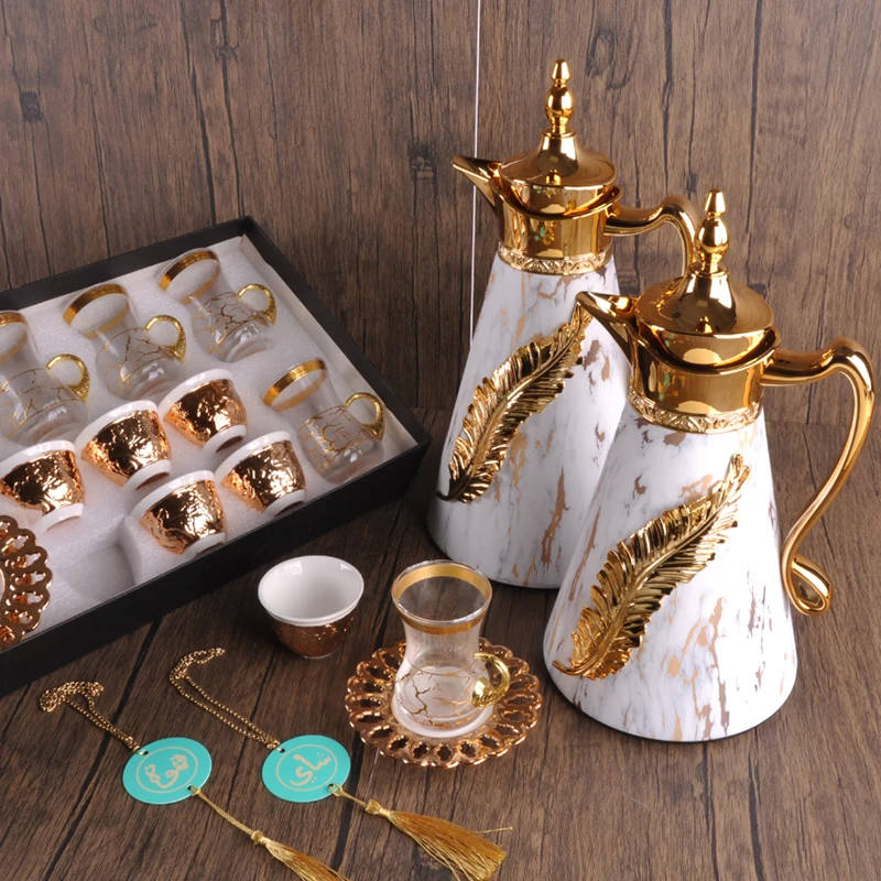 Wholesale Royal High End Ethiopian Flask Vacuum Thermos Teapot Dallah Arabic Coffee Pot with Glass Liner