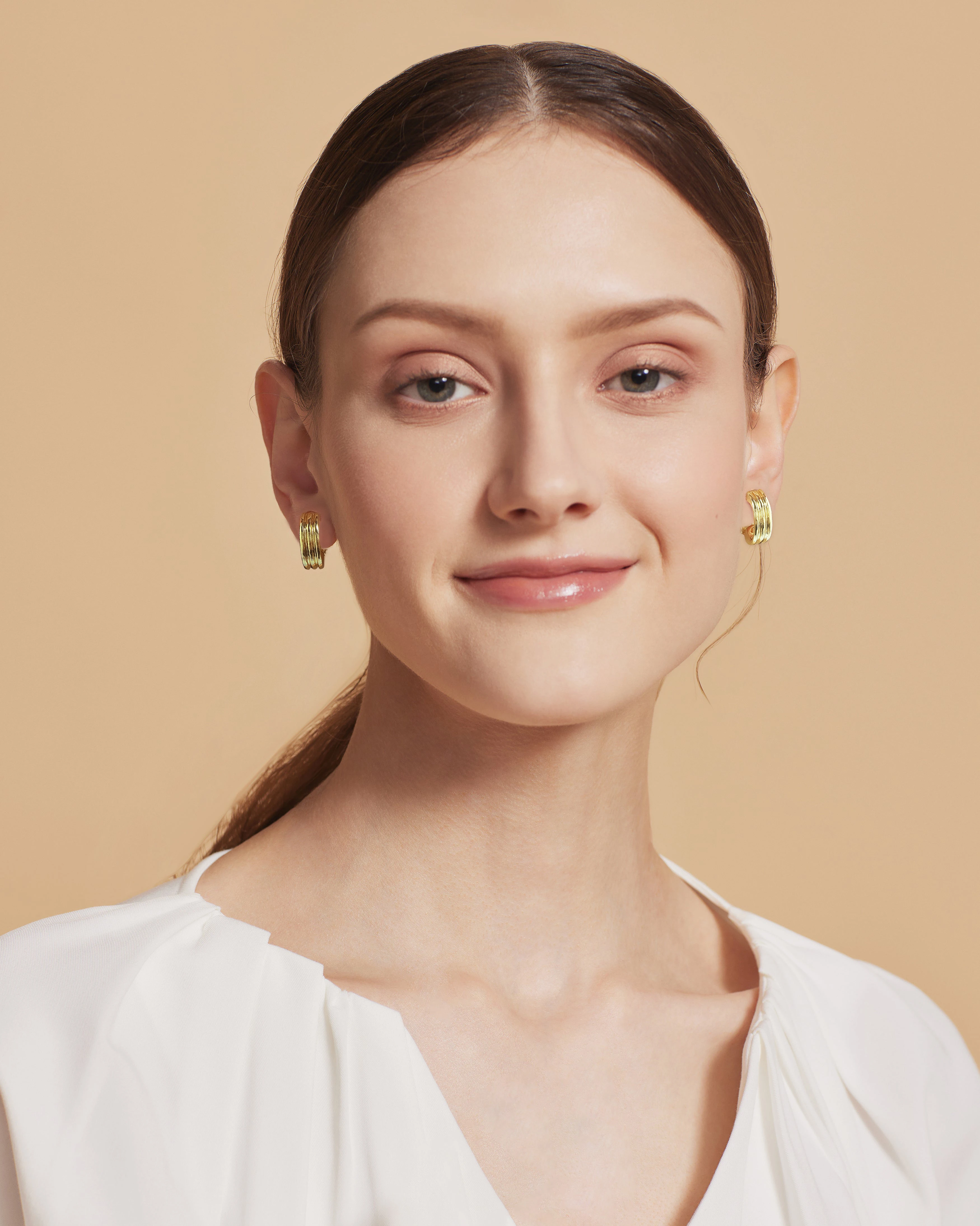 Copper clip pin gold earring clip on earrings non pierced for women wholesale price clip on hoop earring without piercing woman