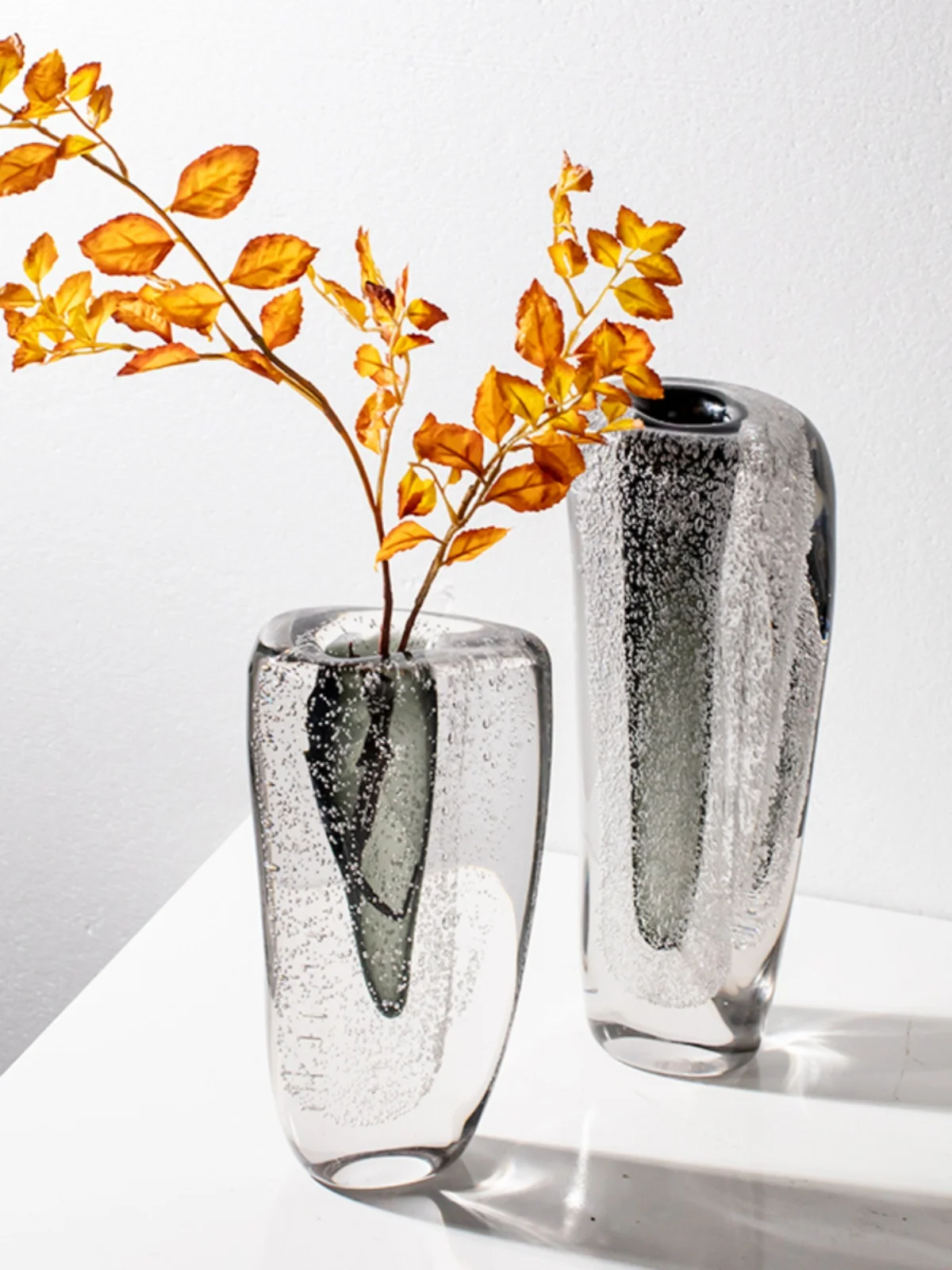 Factory Customized Grey Vase Bohemia Crystal Glass Flower Vases for Wedding Decoration