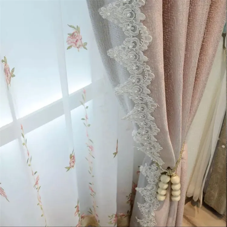 Wholesale White Handmade  Small Bead Guarnicao De Renda Olivet French Mesh Scalloped Tulle Beaded Border Lace Trim