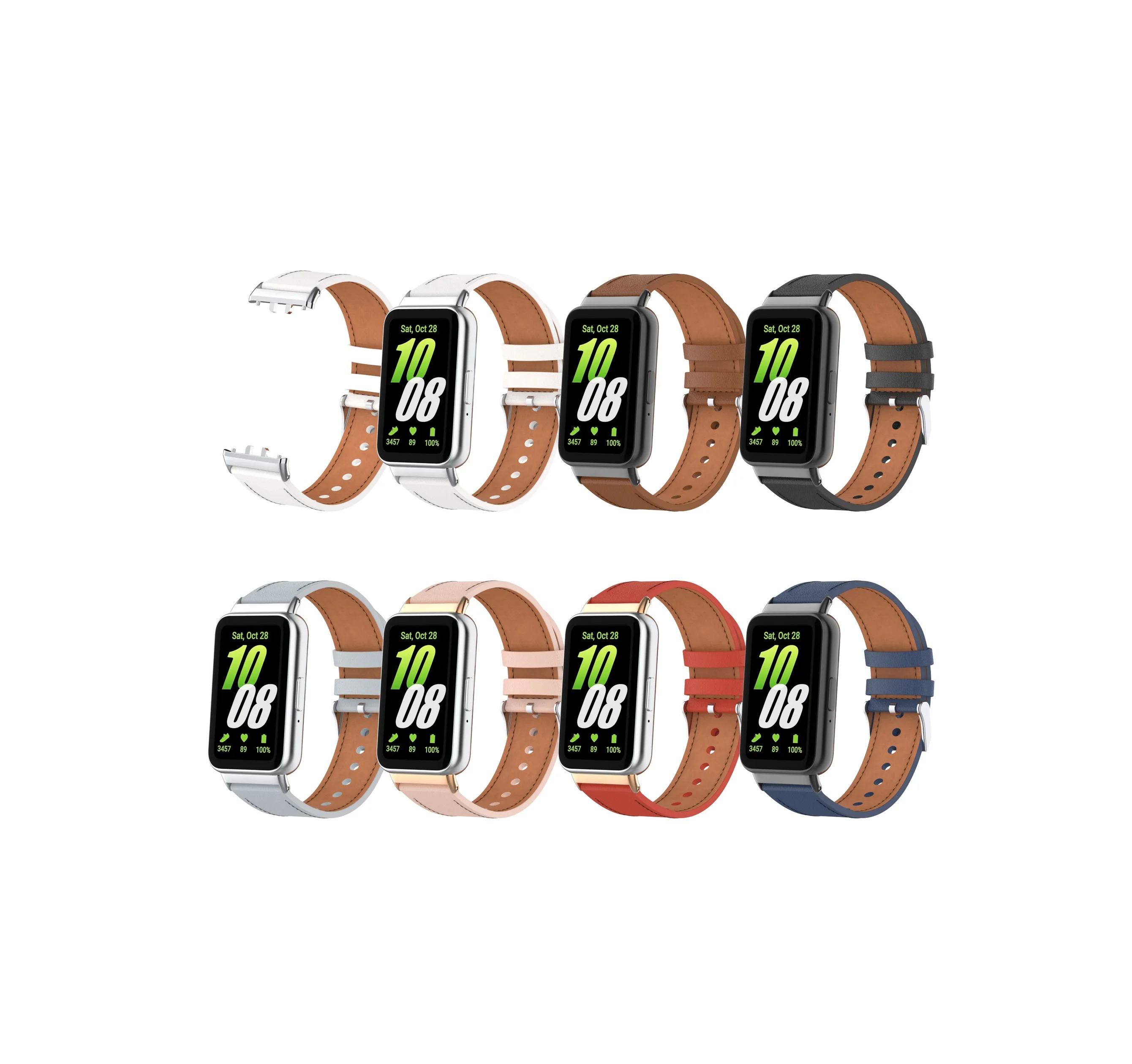 Business Style Microfiber Car Wire Metal Connector Strap For Samsung Galaxy Fit3 18mm For Galaxy Fit3 Leather Watch Band