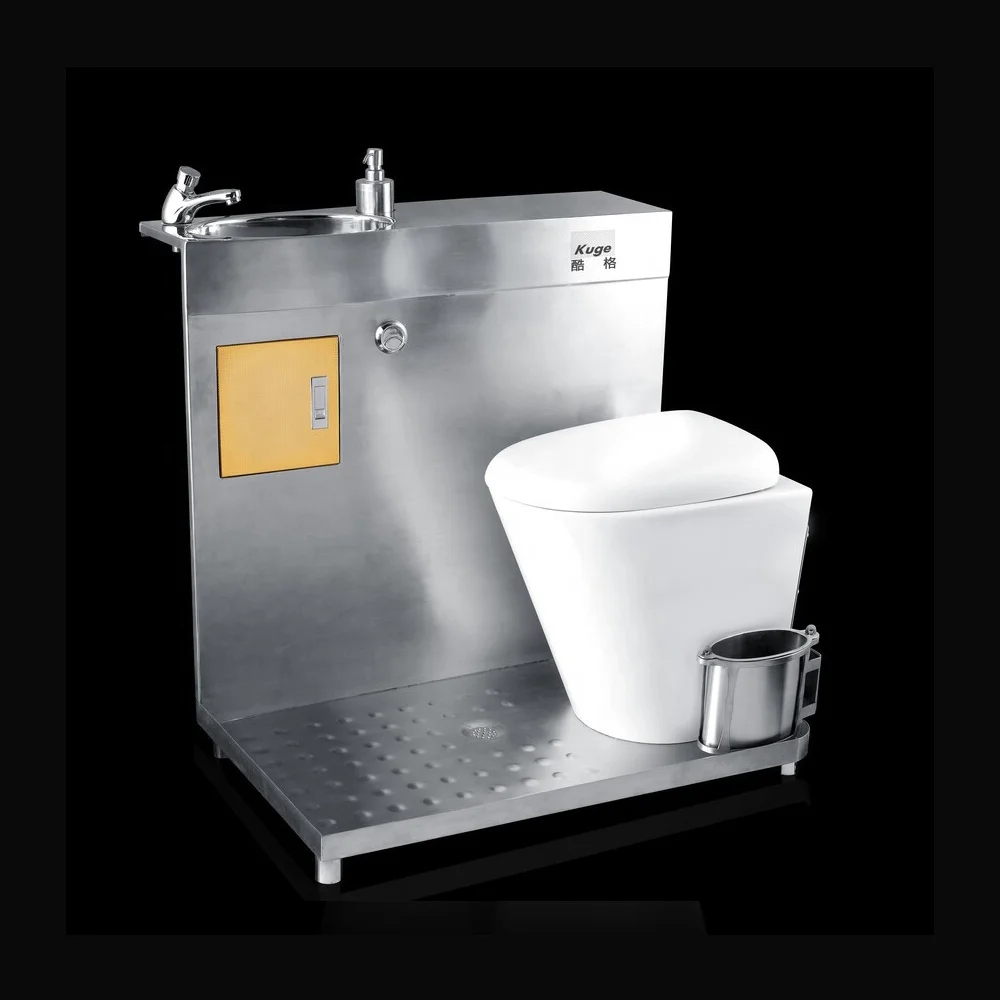 One Piece RV Motorhome Boat Toilet Marine Stainless Steel Portable Toilet With Basin