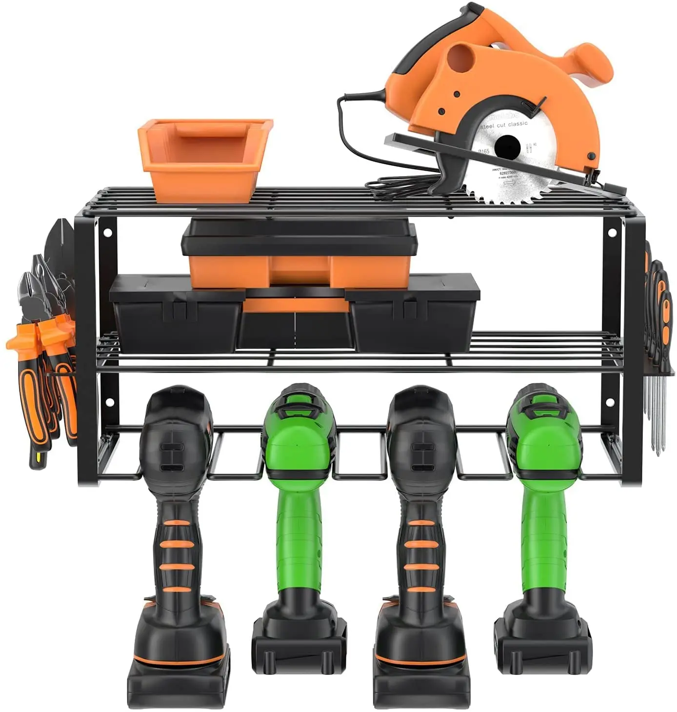 Power Tool Organizer Storage Rack Cordless Drill Holder Garage Tool Storage Metal Wall Mounted Handheld Power Tool