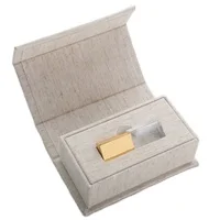 premium linen box glass crystal usb flash drive with linen box wholesale silver metal wedding USB3.0 stick 32GB 64GB kristalli