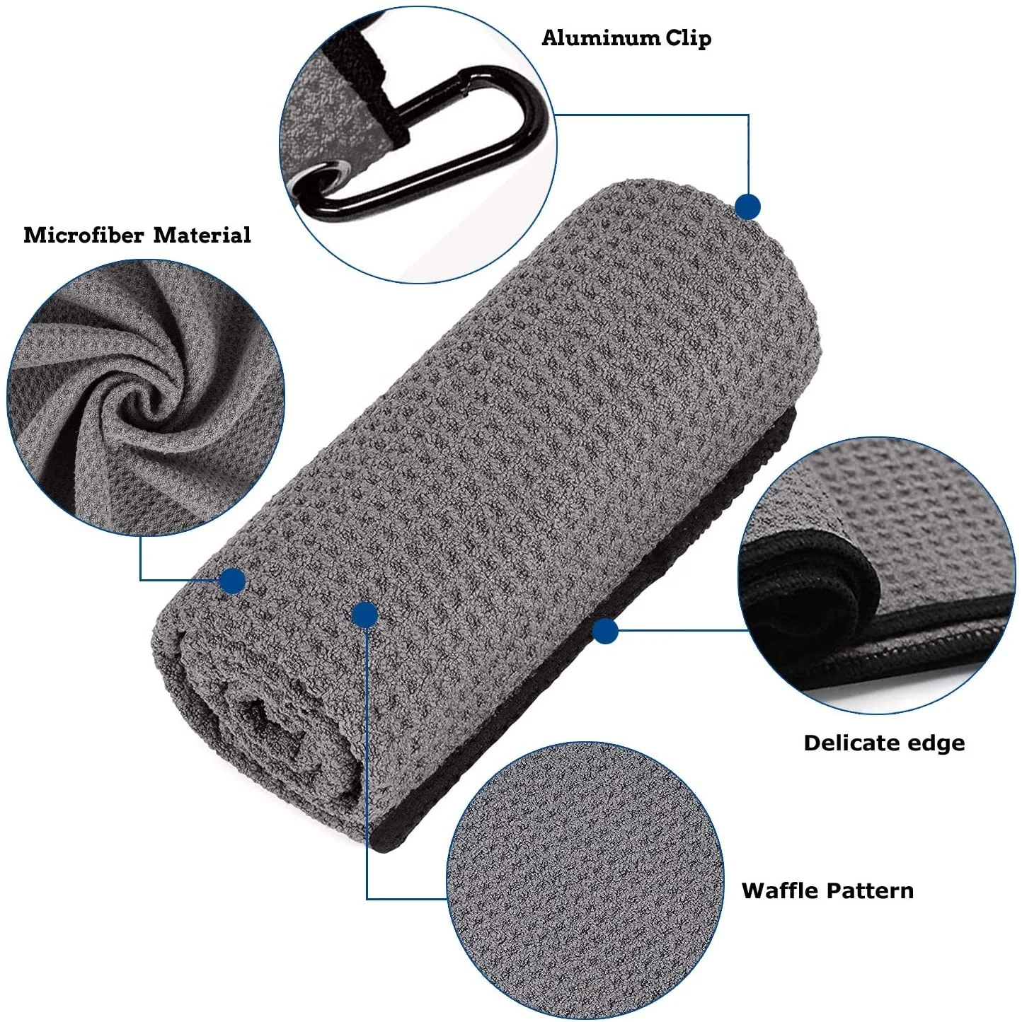 Microfiber Waffle Foldable Divot Tool custom logo golf towel custom logo with brush Golf Gifts Accessories