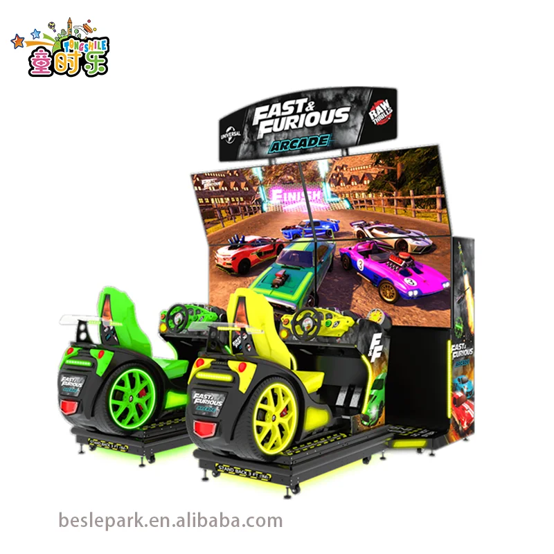 Fast and Furious Arcade racing game machine with motion seat, Dual screen FF Car Driving Machine
