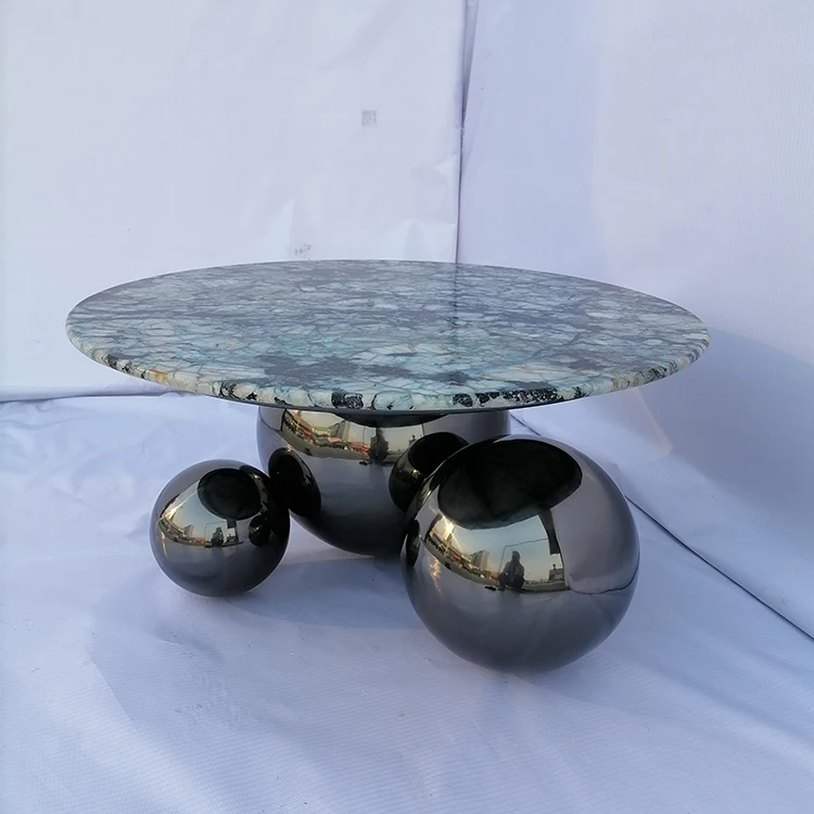 Latest Design Round Top Art Base Natural Marble Coffee Table
