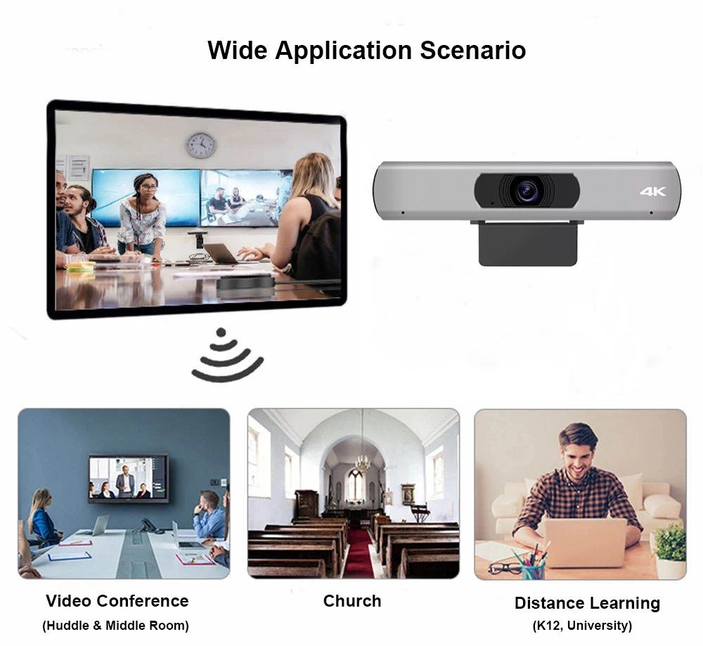 Professional 120 Degree Wide View Angle Built in Microphone 4K Video Conference PC System Autofocus USB Camera Webcam