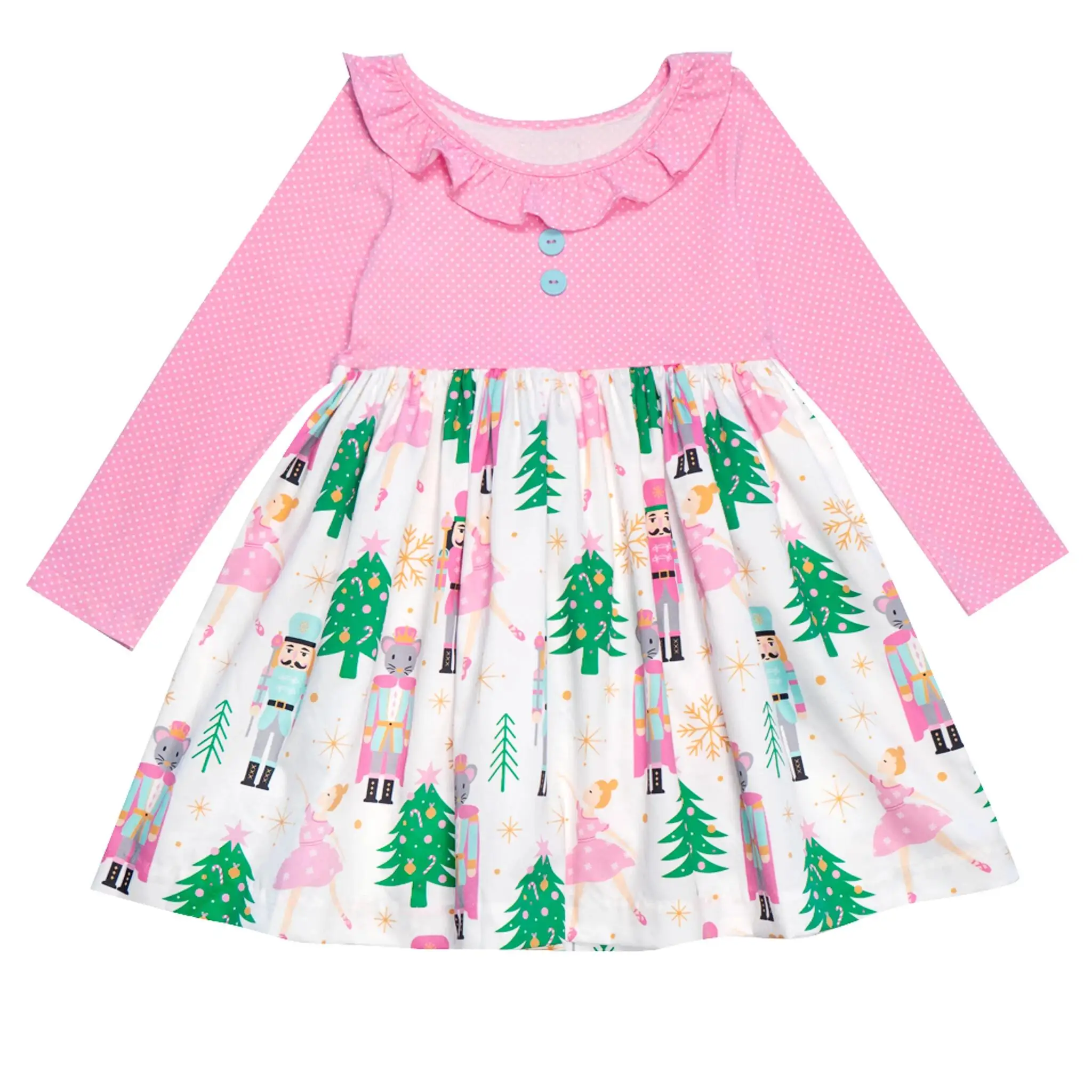 Hot fashion 2021 best selling christmas tree printing baby boy clothes wholesale boutique girl clothing most popular dress