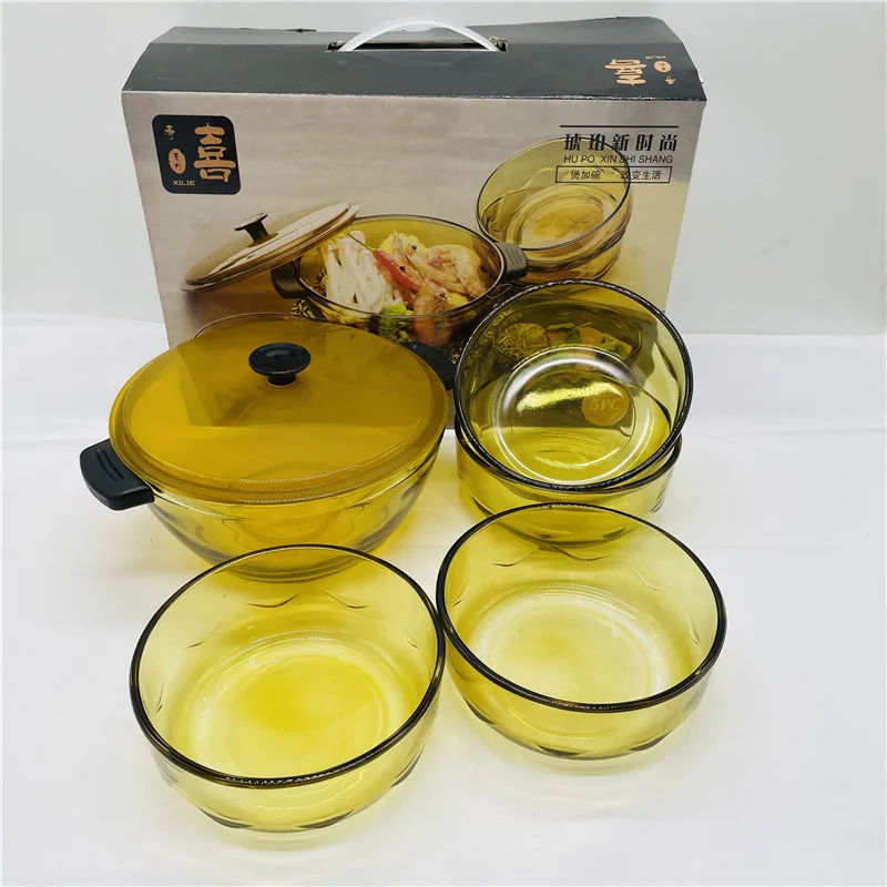 factory outletFactory  price Hot sale 5-piece set of glass bowls and plates Salad fruit glass bowl  Kitchen glass tableware