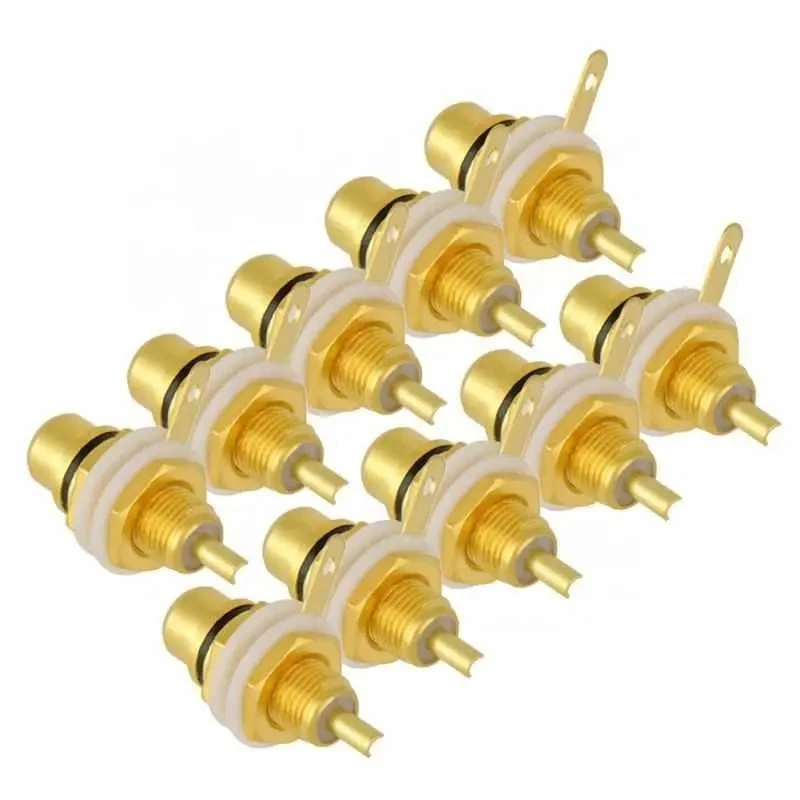 10Pcs/Lot Gold Plated Jack Female Panel Terminal Socket Chassis HIFI Audio Connector