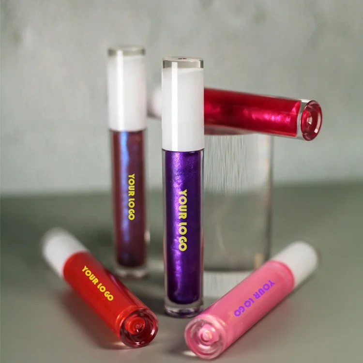 Hot sale low MOQ vegan halal lip gloss makeup custom logo  private label Shimmer lipgloss for wholesale glitter lipgloss