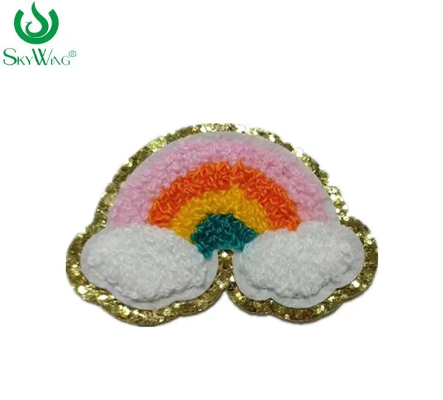Wholesale Chenille Embroidery Patches Bow Heart Star Flower Rainbow Designs Clothing Shirts Bags Accessories  iron on Jeans Hats