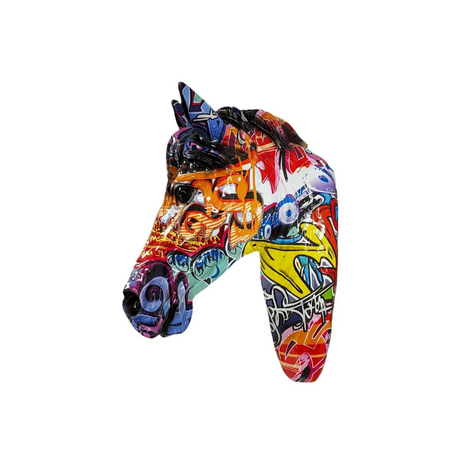 Custom black white gold colorful Resin Horse Head Sculpture deer mounted ART shop bar hotel home living room Wall Hanging decor