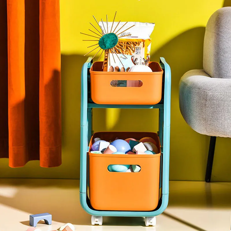 Multi-functional House Product 2 Layer Kitchen Rack Plastic Serviing Food Trolleys Carts