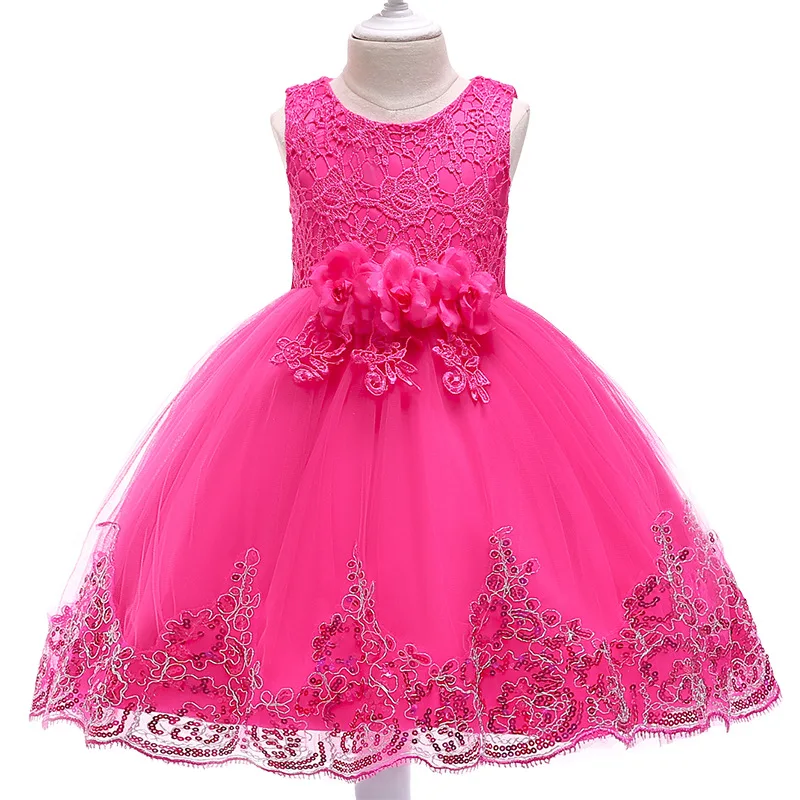New Style  Wedding Princess Embroidery Bow Gown Flower Baby Girl Romper Dress Designs Party Wear
