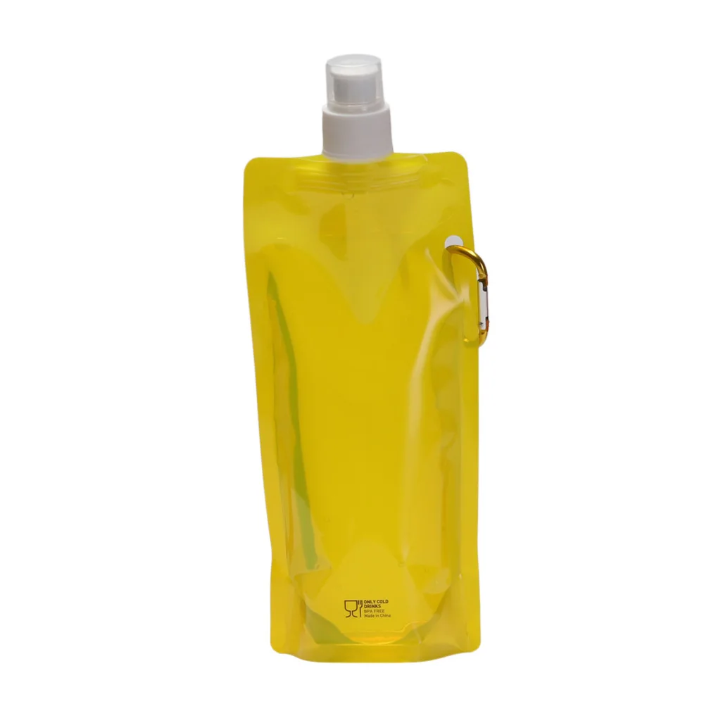 Logo Printed Collapsible Water Bottle BPA-free Plastic Foldable Water Bags for Sports Hiking Camping Biking Cycling