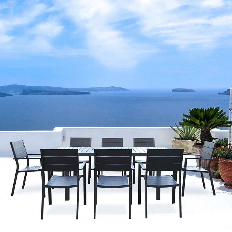Modern aluminium outdoor restaurant outdoor furniture patio dinning table patio furniture set garden tables and chairs
