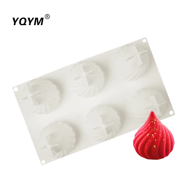 
Food grade 6-chamber cyclone silica gel mold for steamed bun French mousse dessert cake baking mold 