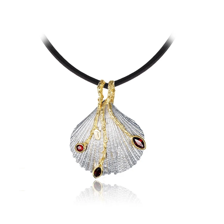 Minimalist Temperament Recycled White Zircon Custom Logo Shell Shaped 925 Silver Jewellery Gemstone Pendant Chokers Necklace