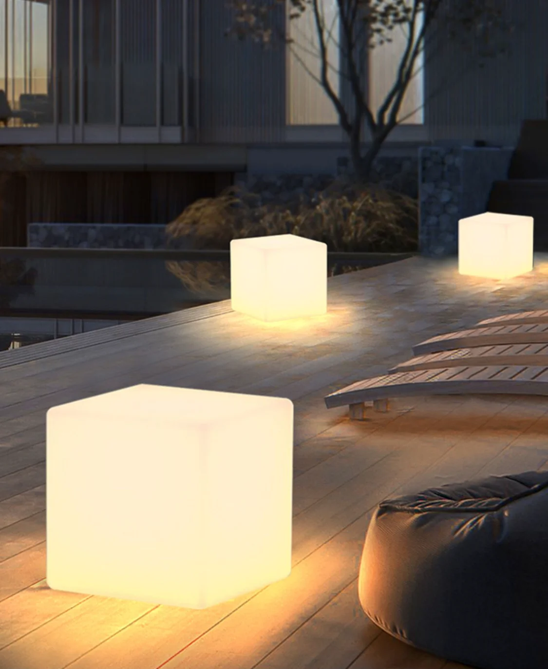 Manufacturer direct selling outdoor courtyard ice shape PE plastic LED 50CM seat garden lawn lamp