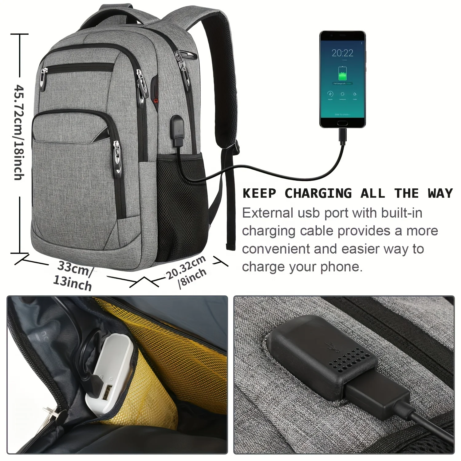 Travel Backpack With Usb Charging Port Polyester Boy Girl Computer Business Hiking Backpack Bags Men WomenOutdoor Sport Rucksack