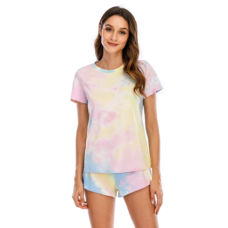 Wholesale Womens Loungewear Summer Tie Dye Shorts Sets Home Clothing