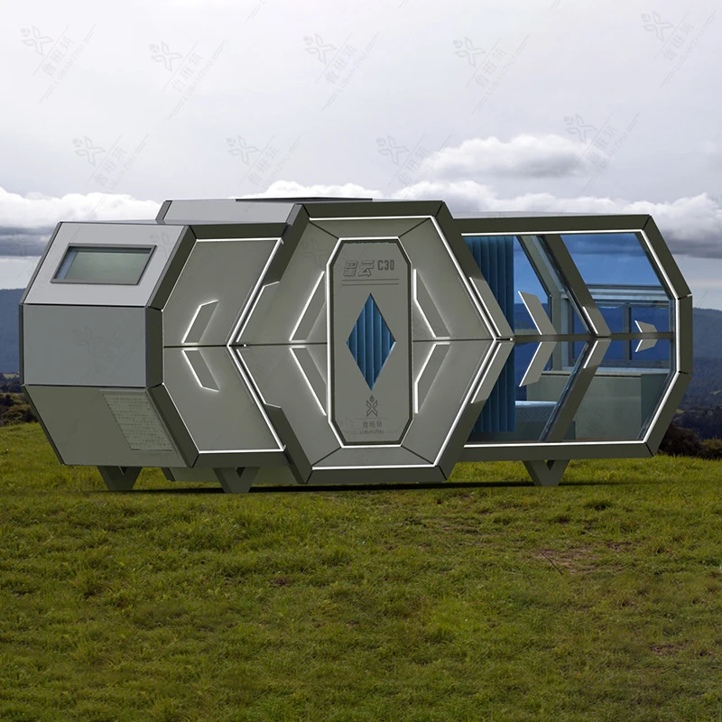 Modern technologically designed prefabricated house landscape rooms are used for villas, leisure travel and hotels