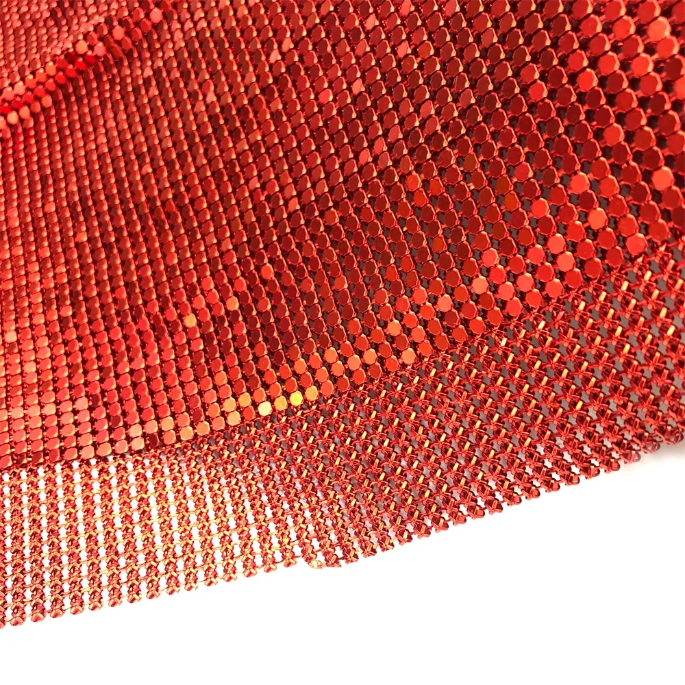 S535 Soft aluminum Metal chainmail mesh fabric Metallic fishnet fabric sequin for dress bags