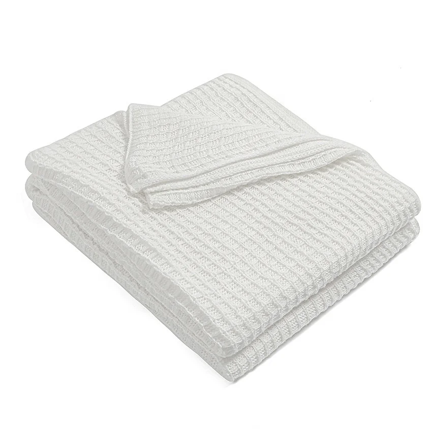 White 100% Cotton Blanket Woven Hospital Square Adults Wearable Hotel  Plain Dyed Thread Blanket/towel Blanket