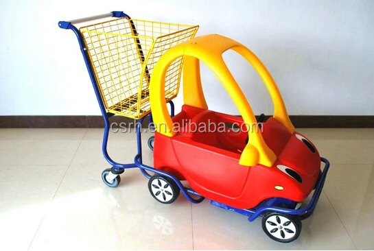 RH-SK03 1400x580x960mm  shopping mall Plastic Cute kids shopping cart with toy car