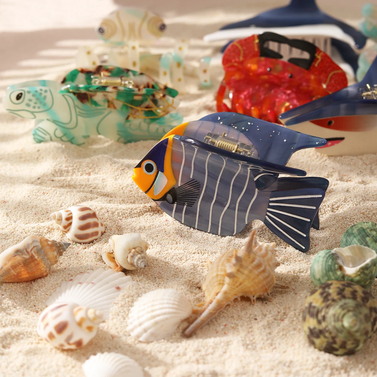 personalized custom ocean fish hair claw cellulose acetate hair claw for girls