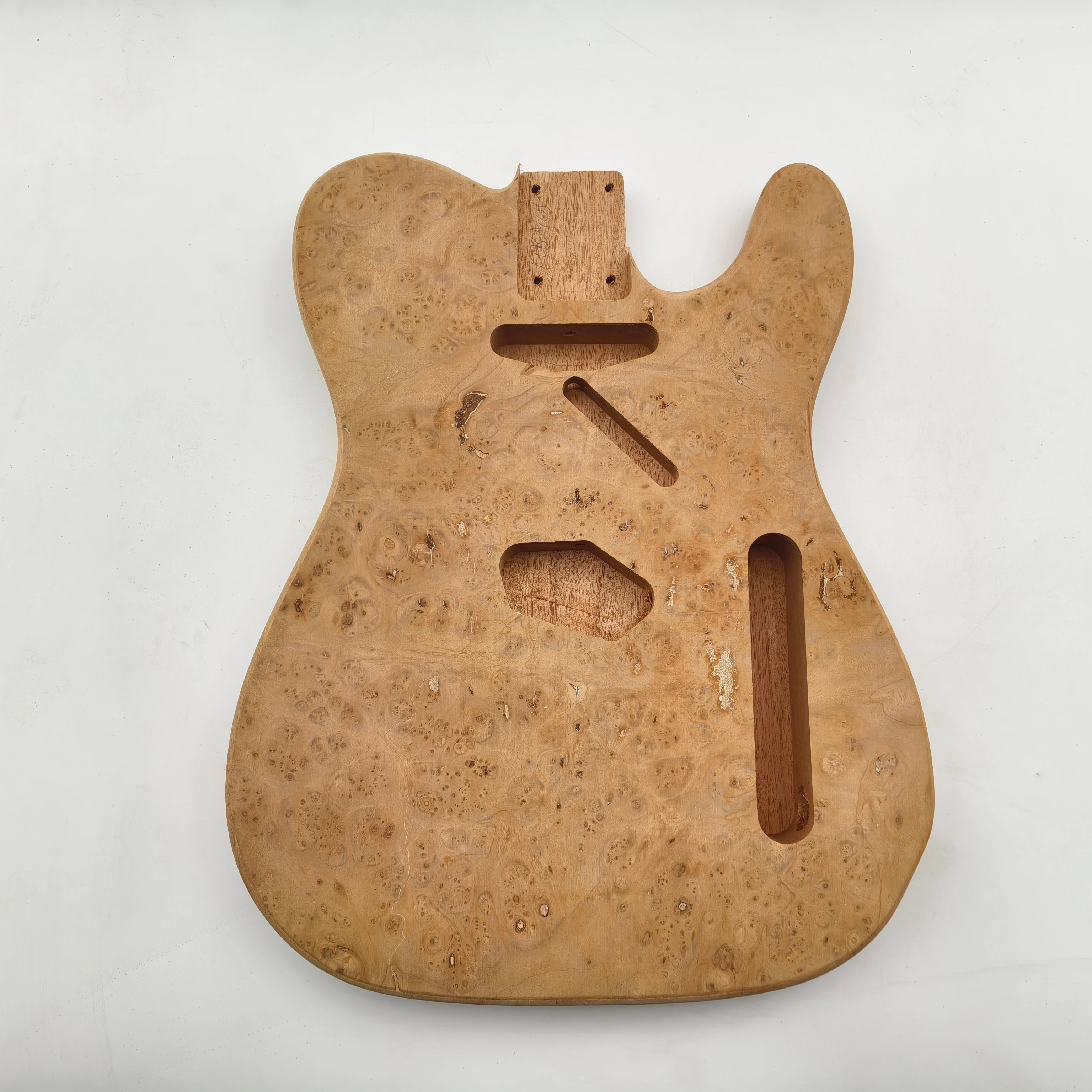 Unfinished Electric Guitar Body with Poplar Burl Veneer for TL Guitar Kits