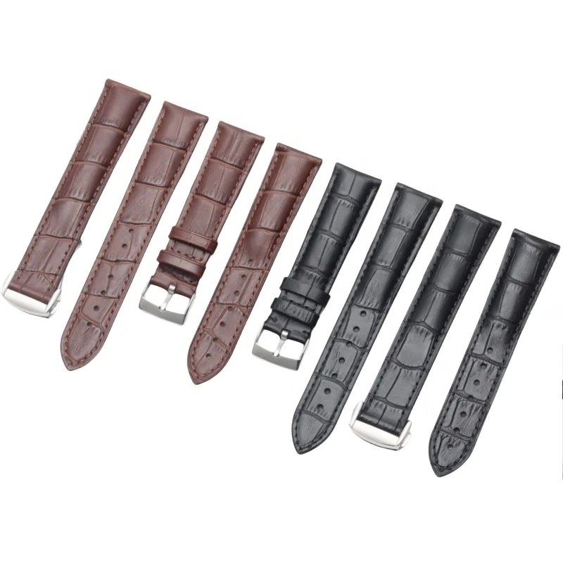 18 19 20 21 22 mm black blue speedmaster butterfly deployment corc pattern genuine leather watch band for omega watch strap