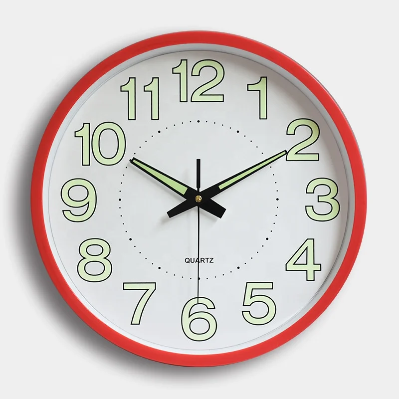 12inch 30CM Fluorescence Night Light Luminous Plastic Wall Clock for Bedroom Living Room
